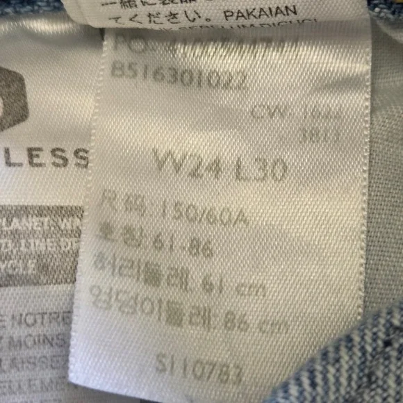 Levis 501 Jeans Womens 24x30 High Rise Straight Distressed Light Wash Raw Hem - Picture 9 of 13